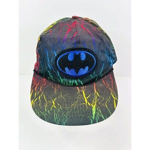 Vintage Batman Snapback Hat Sportsmon Black Lightning Collision Black